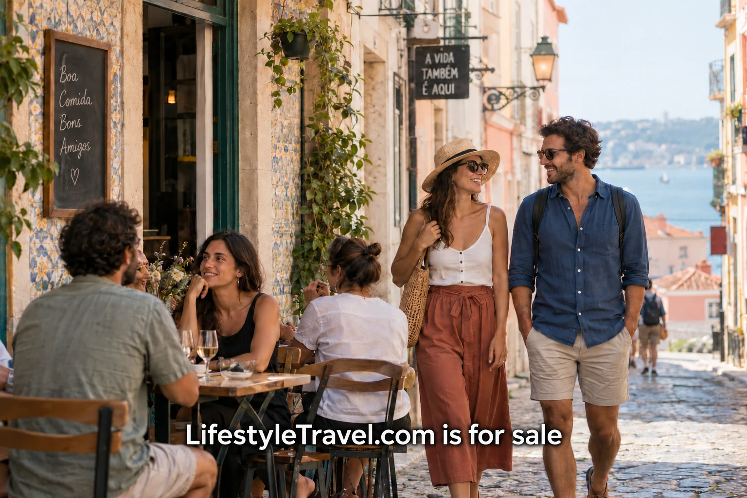 Travelers exploring a city neighborhood at a relaxed pace